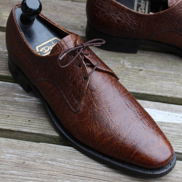 EUC Vtg 70s Florsheim Antelope Leather Derby, Men's 10.5 Narrow, Made in Canada - Picture 2 of 15